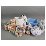 Group of ceramic and porcelain teapots, ceramic