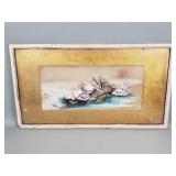 Antique signed mixed media painting