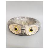 Vintage carved alabaster owl ashtray