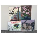 Lot of 4 Helga Schweininger signed oil paintings