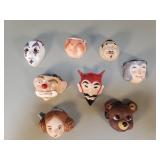 Vintage miniature porcelain character masks with