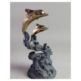 Signed Don Parker bronze and brass dolphins