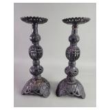 Vintage Japanese cast iron temple candlesticks