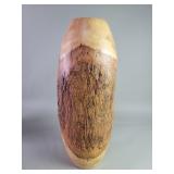 Hand carved wood turned vase