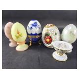 Group of porcelain glass and ceramic egg