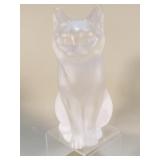 Lalique frosted crystal cat figurine