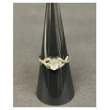 Vintage sterling silver ring with oval light
