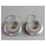 Vintage silver crescent hoop earrings