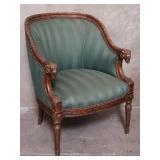 Neoclassical-style hand carved arm chair with