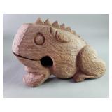 Carved wood percussion frog