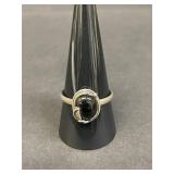 Vintage sterling silver and black onyx ring