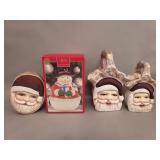 Christmas decor including Lenox snowman cookie jar