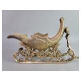 Vintage brass 2 piece sleigh wine bottle holder