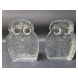 Pair of vintage glass owl bookends
