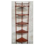 Vintage walnut veneer corner shelf