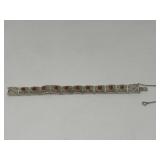 800 silver bracelet with red cabochons