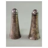 Sterling silver hand wrought salt and pepper