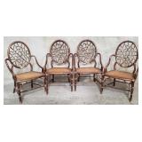 4 McGuire bamboo and rattan dining chairs with