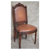 Theodore Alexander-style leather and walnut side