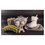 Group of porcelain and ceramic plates, saucers,