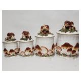 Vintage porcelain mushroom lidded jars