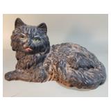 Vintage hollow cast iron cat figurine