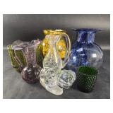 Hand blownglass vases, glassFigures etc.