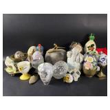 Box of misc. trinket box, trivet, egg