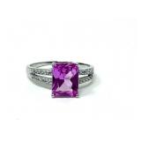 3.10 CT emerald cut pink sapphire & natural