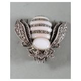 Silver, moonstone and marcasite beetle brooch
