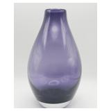 Vintage hand-blown purple art glass vase with