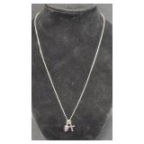 18" Sterling silver Necklace with cross and bead