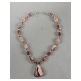 Sterling silver. Jasper and agate necklace.