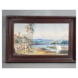 Vintage J Stein watercolor painting of Egyptian