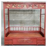 Vintage Chinese hand carved canopy wedding bed