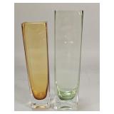 Pair of Mid-century Modern amber and green cased