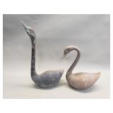 Pair of vintage brass geese garden ornaments