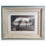 Vintage signed Roger Etienne charcoal drawing
