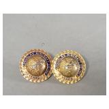 Pair of 10k gold and diamond Douglas Aircraft