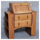 Vintage oak drop front secretary desk