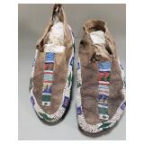 Pair of antique handmade beaded moccasins