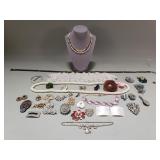 Group of vintage costume jewelry, necklaces,