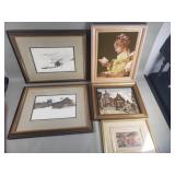 Pair of framed needle work plaques, pair of