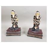 Vintage Harlequin jester bookends