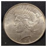 1922 Peace silver dollar coin