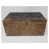 Vintage carved wood Tree of Life jewelry box