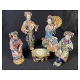 Large lot of signed Asian porcelain figurines