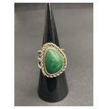 Vintage sterling silver and malachite stone