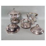 Silver plate chafing dish, chafing dish stands etc