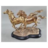 Vintage brass running horses sculpture